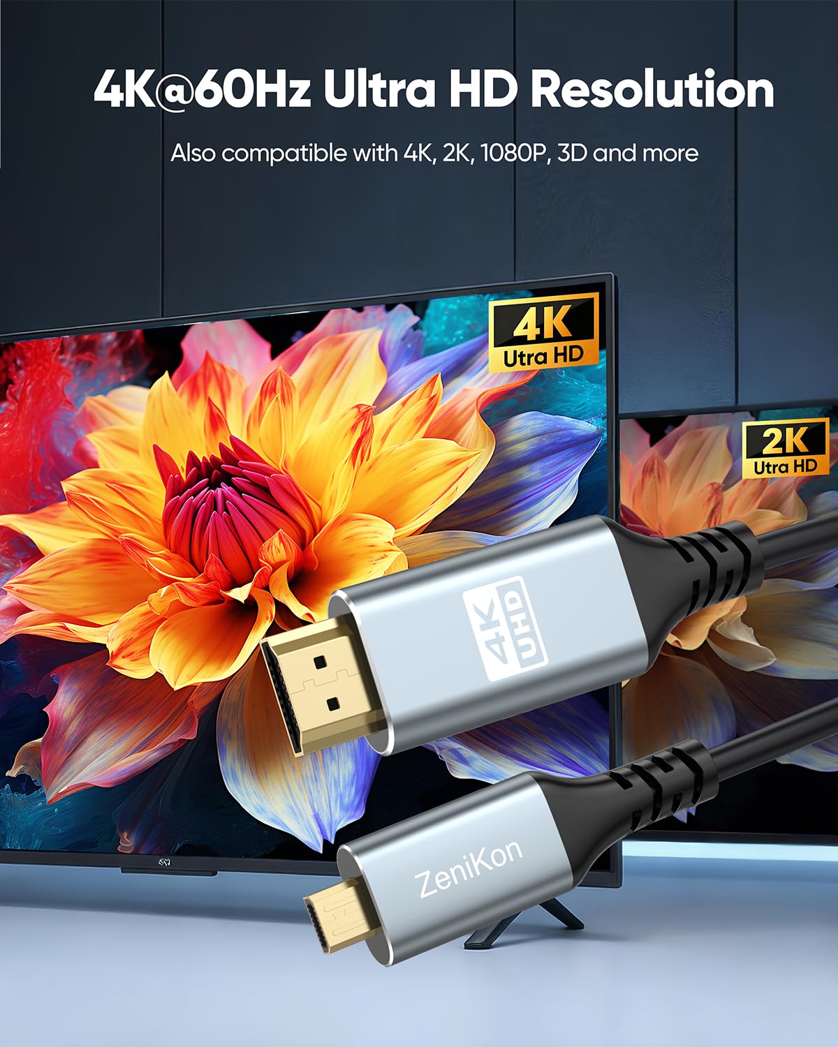 Cable en espiral micro HDMI a HDMI de 1 pie a 3 pies para cámara a monitor de campo, [carcasa de aluminio] Cable en espiral corto HDMI a Micro HDMI 4K @60Hz, 2K @120Hz, HDR, ARC para Raspberry