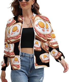 Sofa And Breakfast Casual Jackets for Women Long Sleeve Zip Up Sweatshirt Coat Fall Winter Jacket