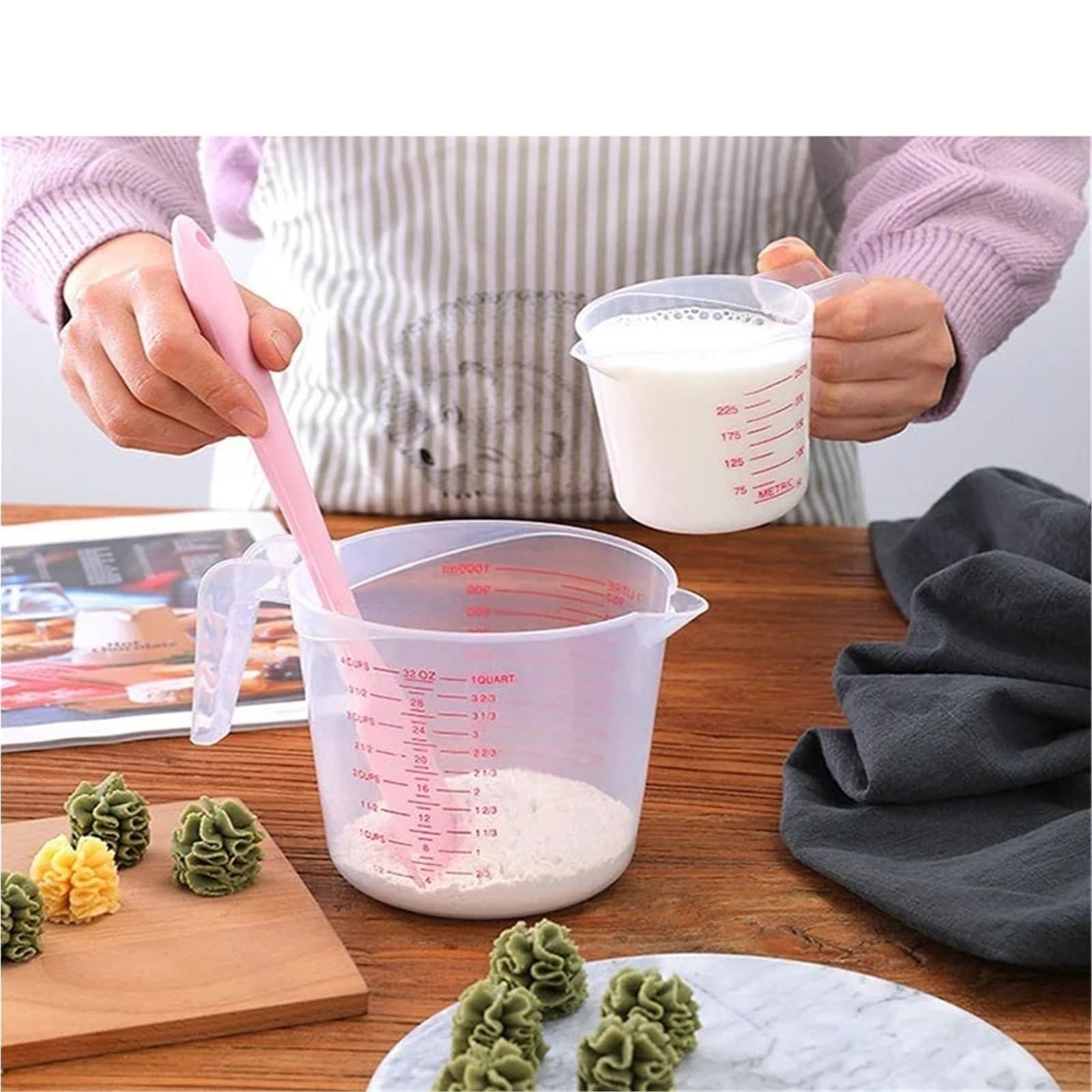 5pcs 250/500/1000ML Cup Silicone Measuring Cups And Spoons Plastic Jug Digital Kitchen Scale Baking Tools Timer Accessories Für Labor Küche(1000ml)