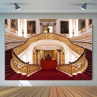 7x5ft Buckingham Palace Interior Backdrop, Vinyl England Royal Buildings Stairs Photography Background, Studio Props BJWYPH54