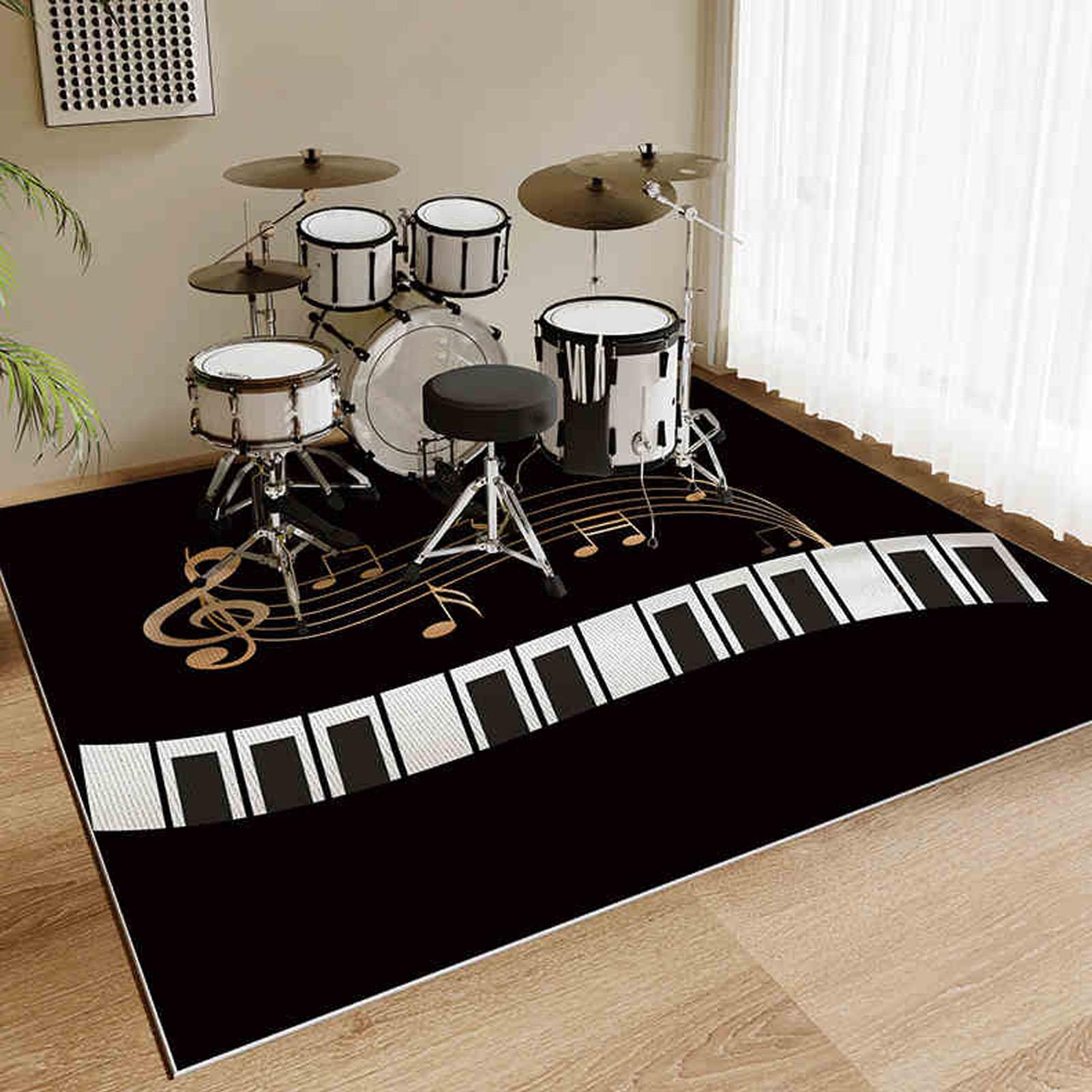 Tappetino professionale antiscivolo per batteria, rullante e altri strumenti musicali, rettangolare, 210 x 180 cm