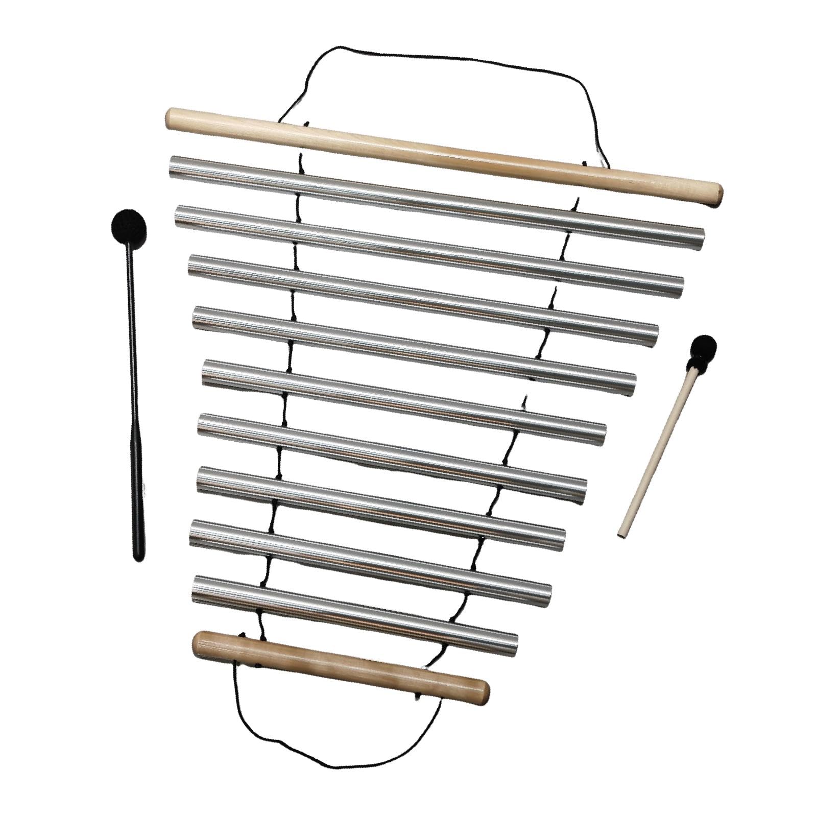 Campana de viento para meditación, instrumento de percusión portátil de 9 tonos para gestión del aula, oficina y para Regalo ideal, Plata