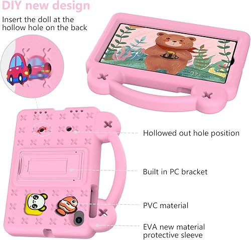 Miniatura 5 de Kwamaz para funda de tablet Onn de 7 pulgadas (modelo 2024) 100135924, con asa de correa y soporte, funda EVA a prueba de golpes para niños para