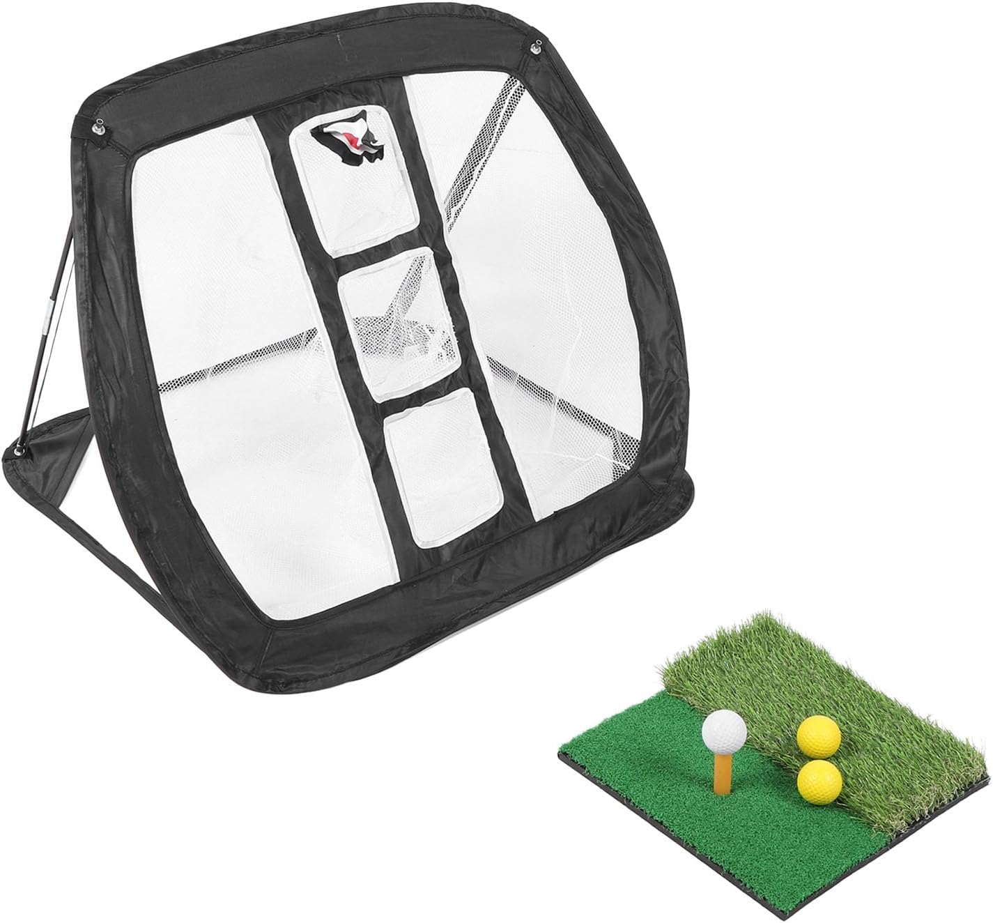 FLEXMAN Foldable Club Practice Net, All in 1 Indoor Golf Hitting Aid Net with Mat Balls Tee Bag for Backyard Driving Chipping Swing Training
