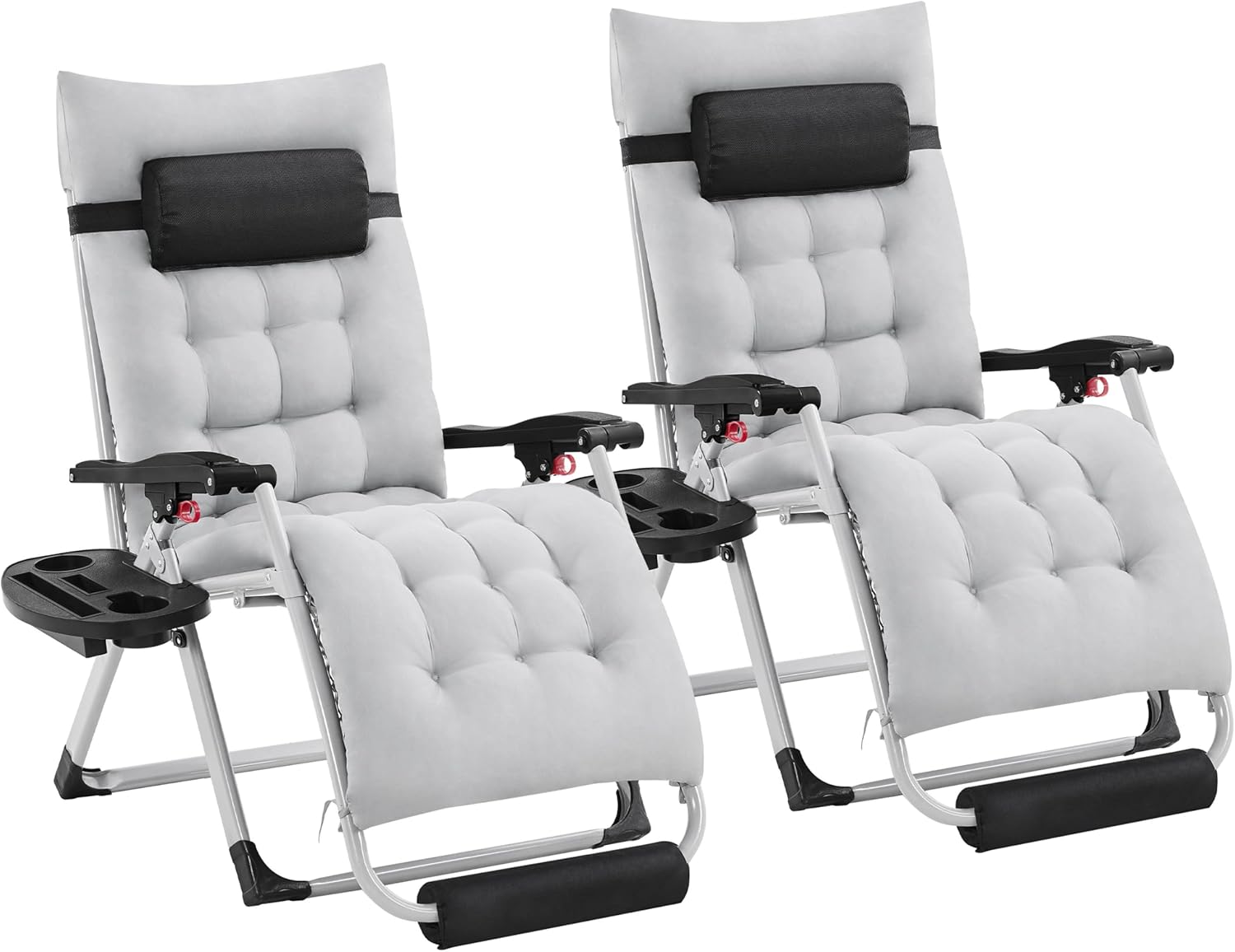 Yaheetech Zero Gravity Chair, Folding Reclining Lounge Recliner with Removable Pad & Headrest & Side Cup Holder Tray for Indoor and Outdoor Gray/2