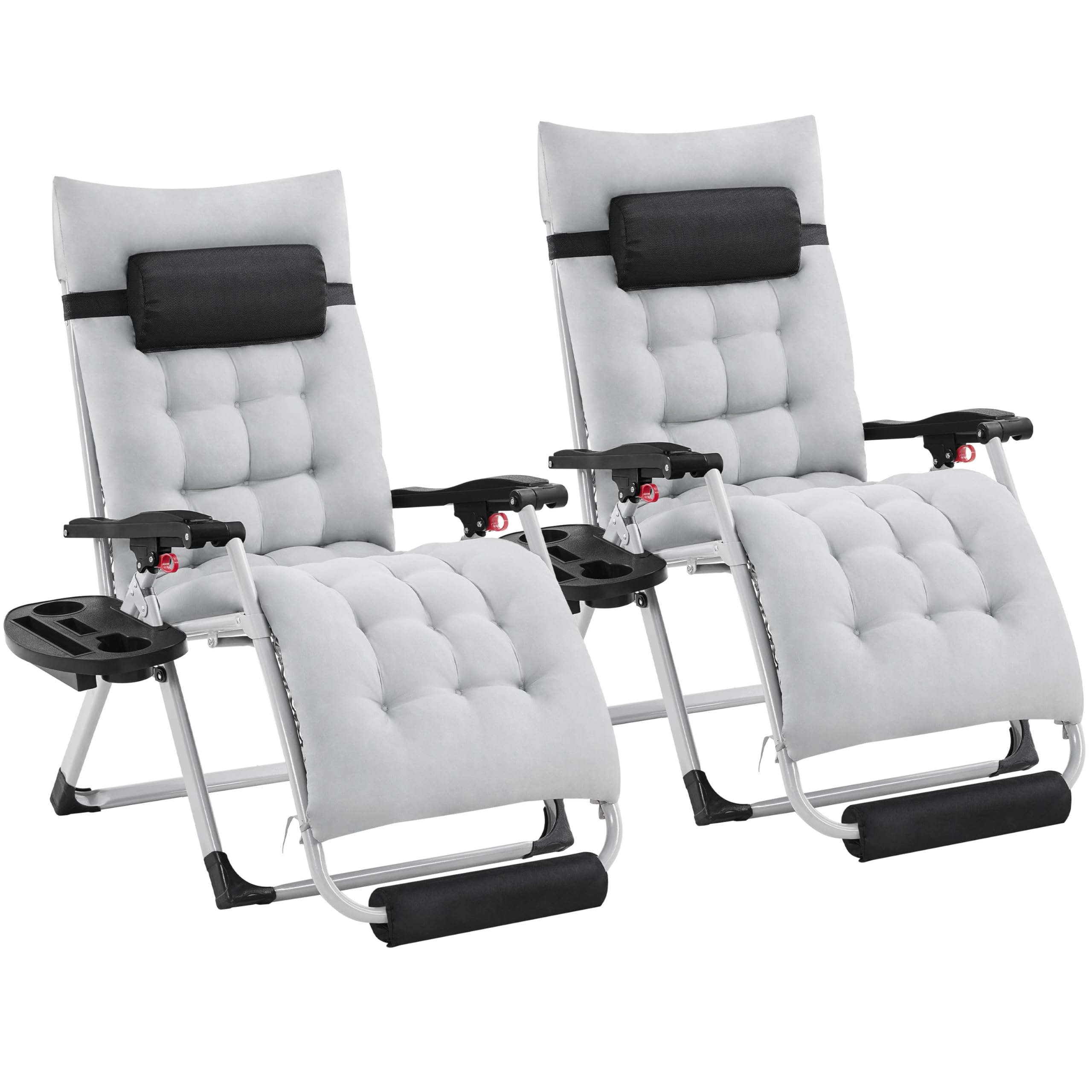 Yaheetech 29in Zero Gravity Chair, Foldable Premium Reclining Lounge Recliner w/Removable Pad & Pillow & Side Accessory Tray for Indoor and Outdoor