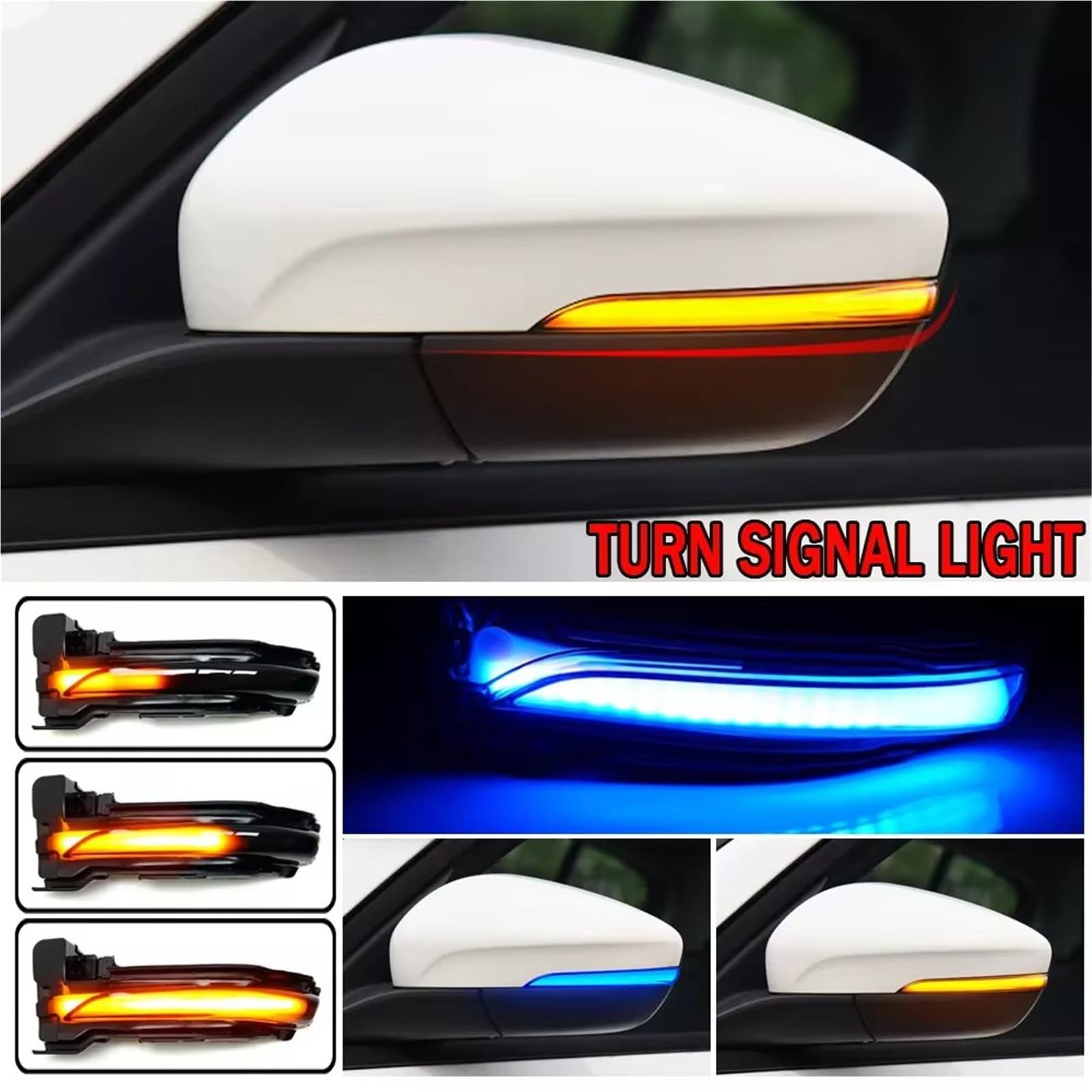 Freccia luci spiegelblinker Laterale Per Ford Per Focus 4 MK4 2018 2019 2020 Indicatore Direzione Dinamico Specchietto Retrovisore Posteriore LED(Yellow)