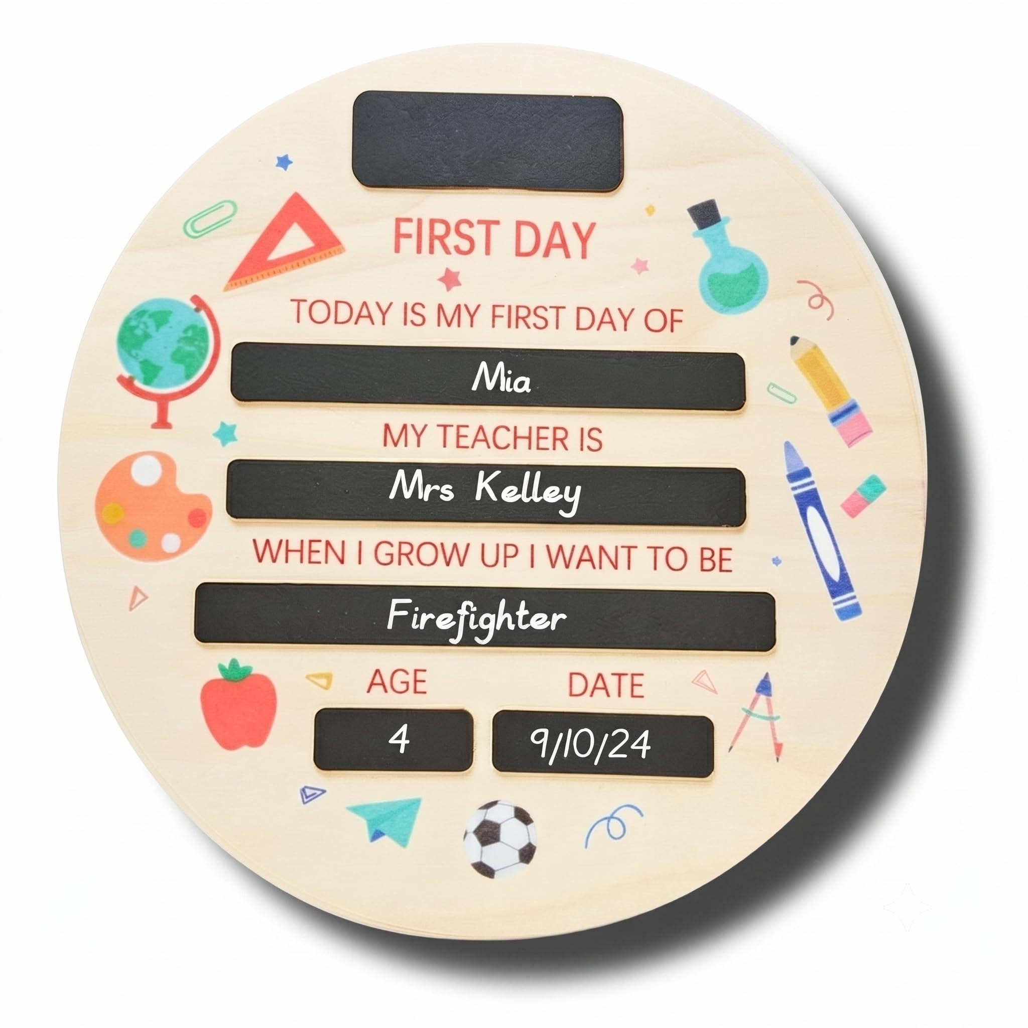 First Day of School Board, Reusable Wooden Back to School Board