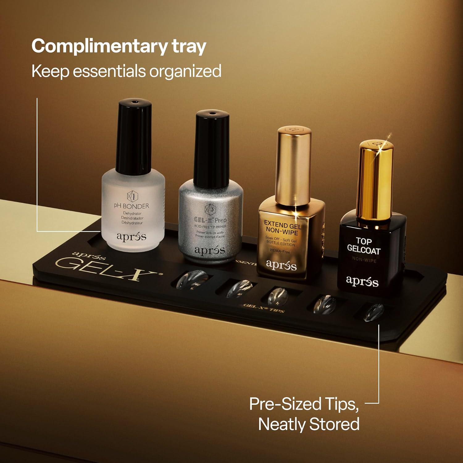 Aprés Gel-X Professional Nail Extension Starter Kit, 14 Sizes 00-9 w/ Half Sizes, Soft Gel-X Tips, HEMA/TPO-Free (Natural Almond Medium)