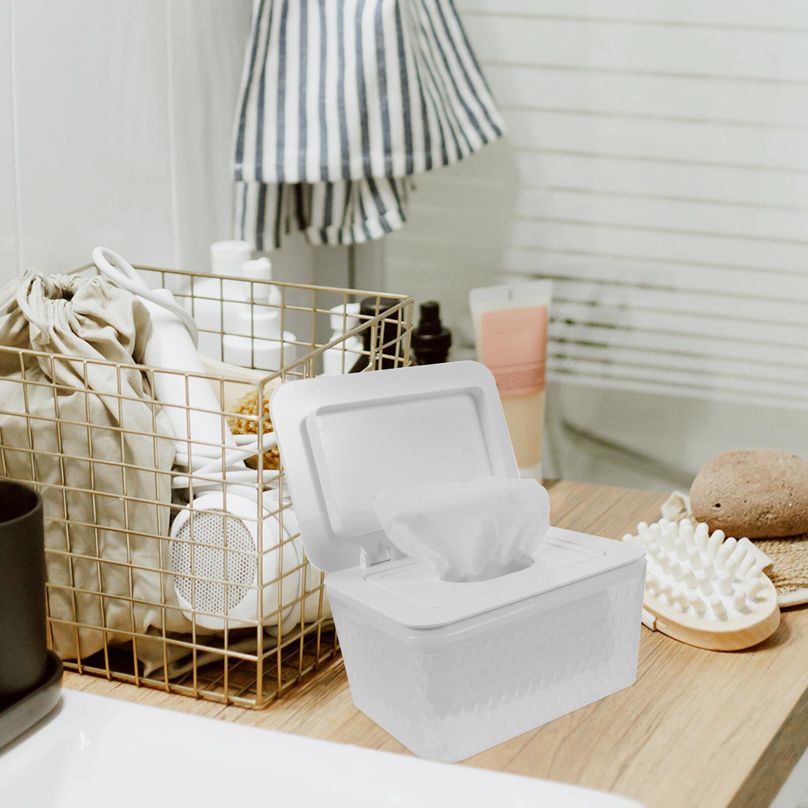 COLLBATH Tapa Contenedor de Plástico Ligero y Reutilizable para Toallitas Húmedas Caja Adecuado para Baño y Organización de Escritorio