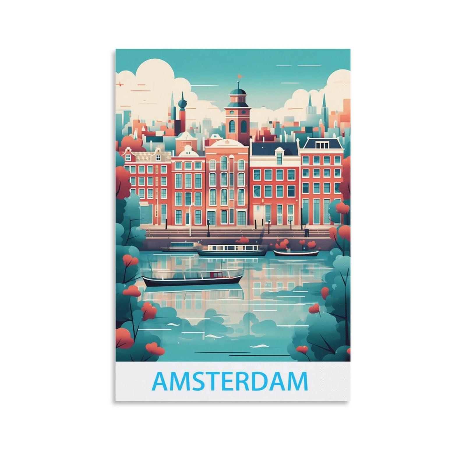 Amsterdam Netherlands Vintage Travel Posters 08x12inch(20x30cm) Canvas Print for Living Room, Bedroom, Dorm, Home, Office Wall Decoration