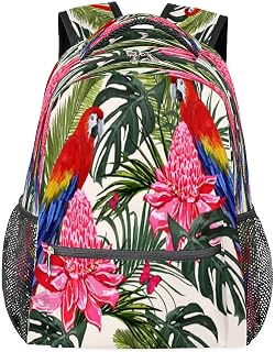 Mochila escolar Parrot para meninas, estudantes, resistente à água, mochila escolar de viagem floral tropical para mulheres/homens, mochilas universitárias, Multi, Medium