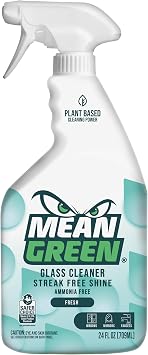 Mean Green Glass Cleaner Spray, Fresh Scent, 24 oz Streak-Free Shine, Ammonia-Free, Windows, Mirrors, Glass & Chrome Surfaces