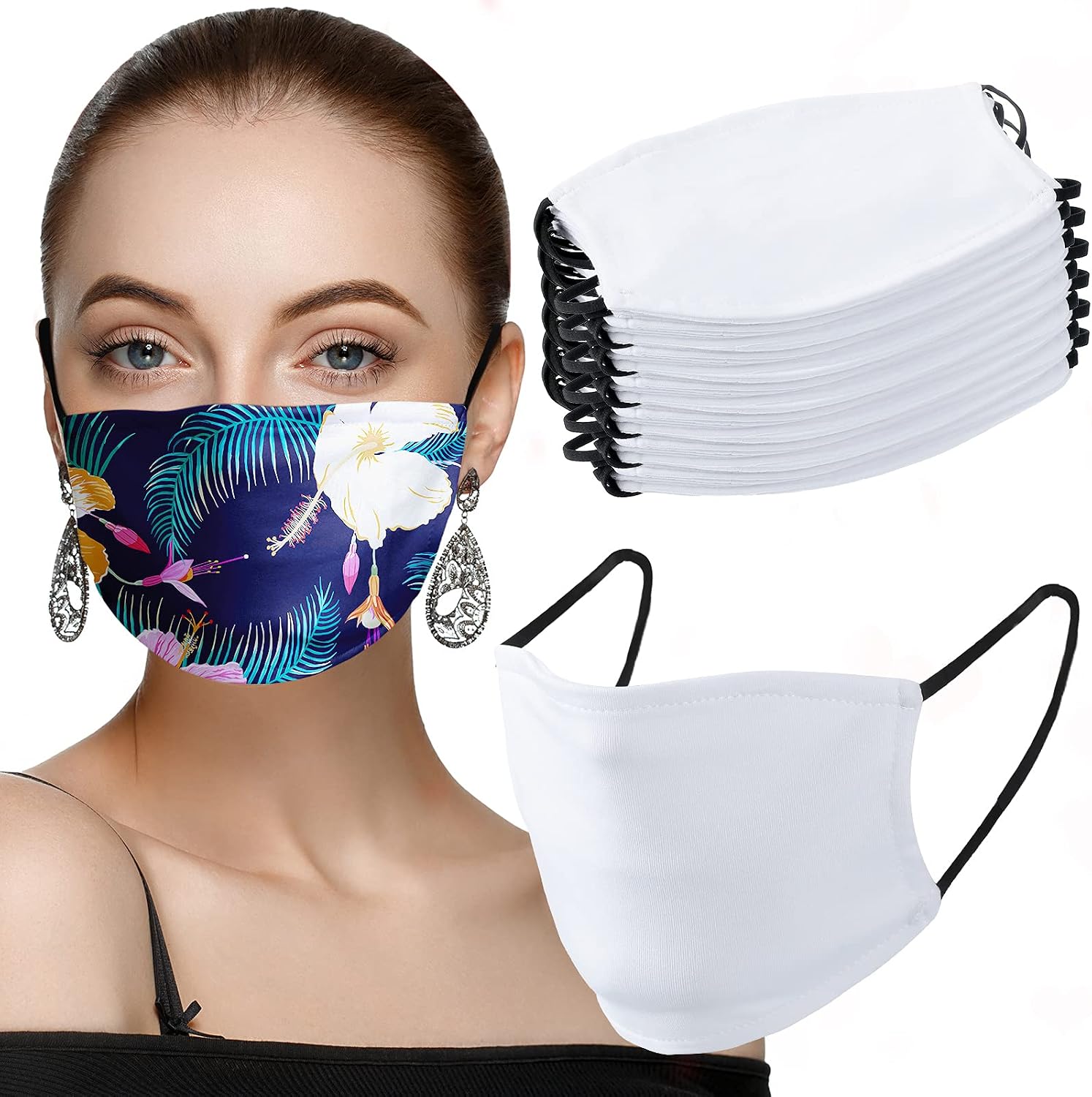 Geyoga Sublimation Face Coverings Blank Sublimation White Breathable Face Coverings for Protecting Nostrils and Face (12 Pieces)