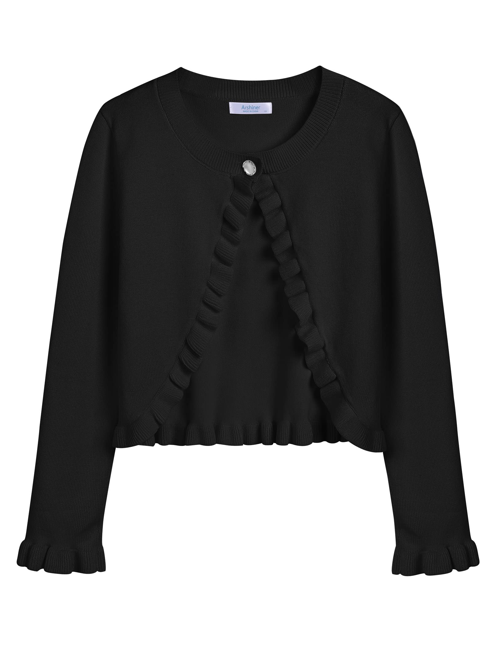 Arshiner Niña de Manga Larga Bolero Fiesta Chaqueta Cardigan Elegante Cuello Redondo Color Sólido Blanco Crema 150