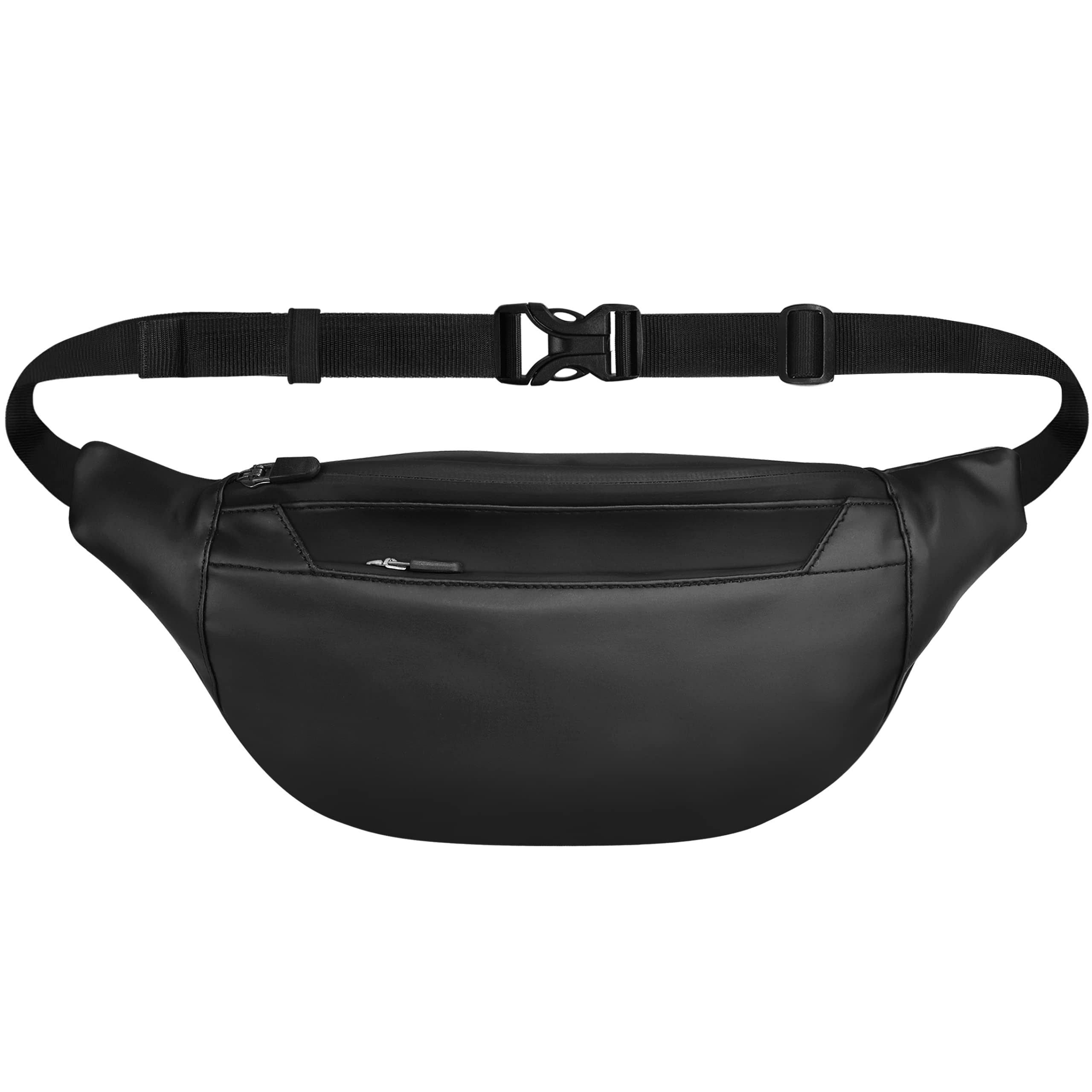 Syutm Unisex Premium Leather Waist Pack Multi Pocket Travel Handy Hiking Zip Pouch Elegant Style Document Money Phone Belt Sport Bag for Men and Women Adjustable Strap (Charcoal Black)-image-9