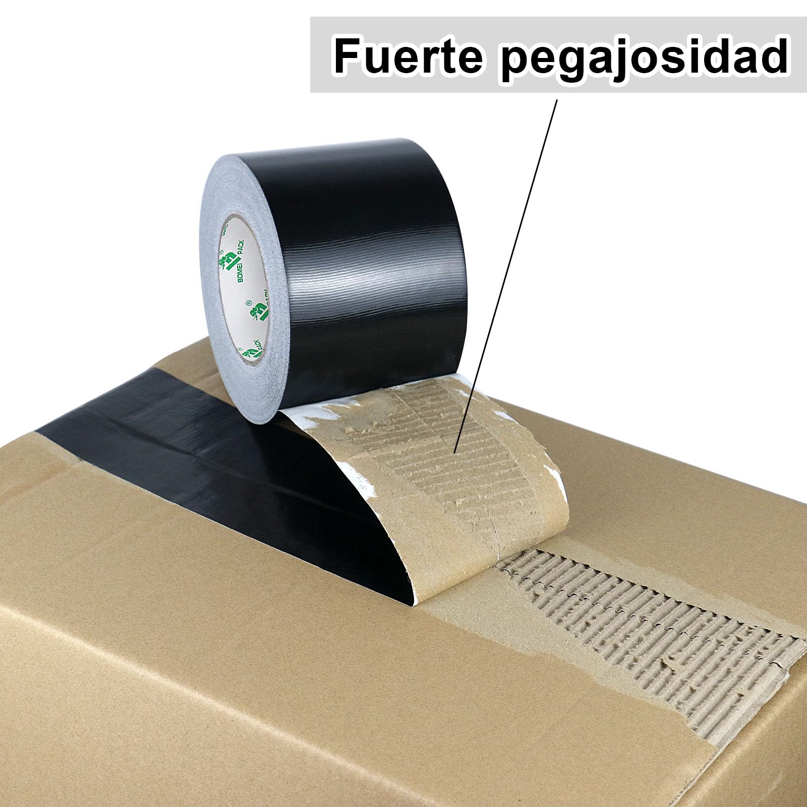 BOMEI PACK Cinta adhesiva americana 100mm x 50 m, negro cinta impermeable de tela de para reparaciones, bricolaje, manualidades, uso en interiores y exteriores