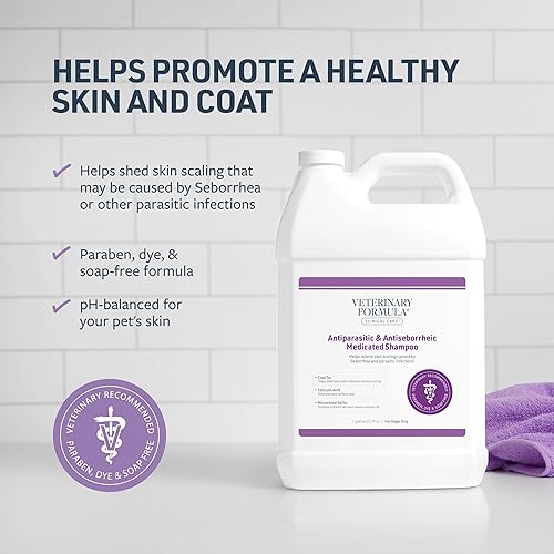 Miniatura 3 de Veterinary Formula Clinical Care Champú medicado antiparasitario y antiseborreico para perros, 128 onzas, ayuda a aliviar la piel y el pelaje