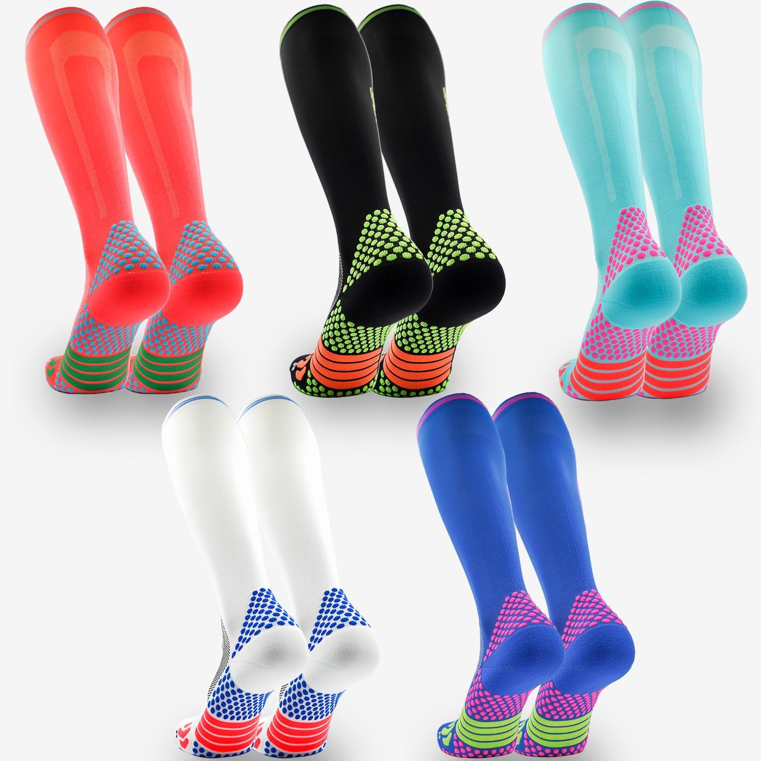Anti Slip Soccer Socks Non-Skid Long Compression Knee Socks for Men Women Colorful Socks Football Sports Grip Socks