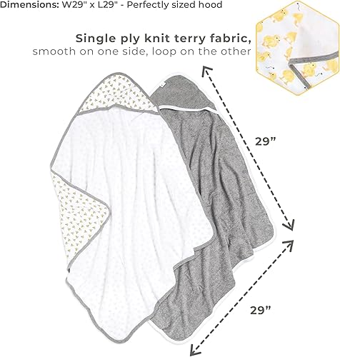 Miniatura 4 de Toalla orgánica con capucha de una sola capa para bebé de Burts Bees Baby Paquete de 2 Pequeños patos Blossom Pink, Cloud White, Counting Sheep,