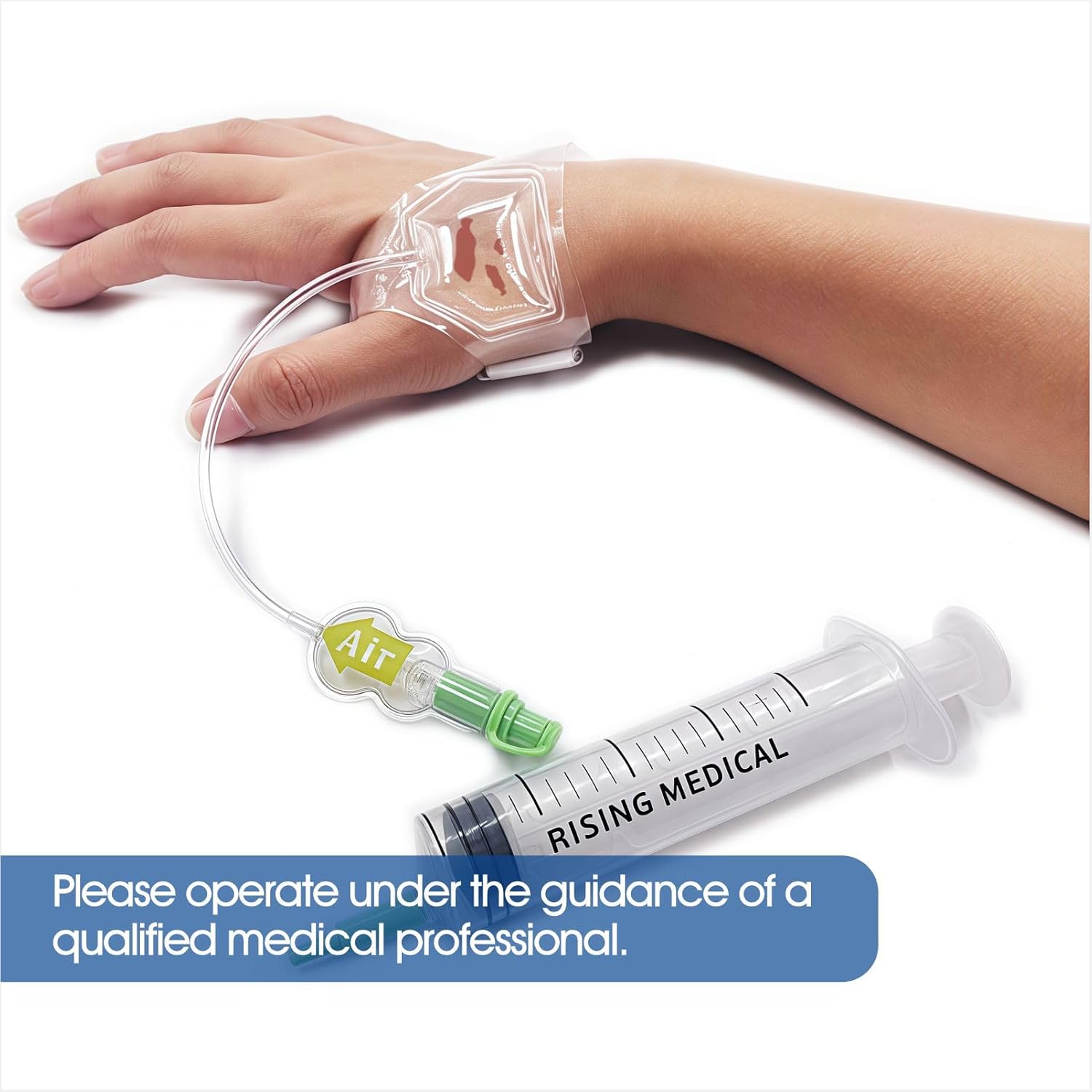 Emergency Distal Radial Artery Tourniquet with Syringe Air Pressure - Reusable Air-Tank Radial Compression Band with Adjustable Wrist Strap for RAO Prevention, Right Hand, Set of 1