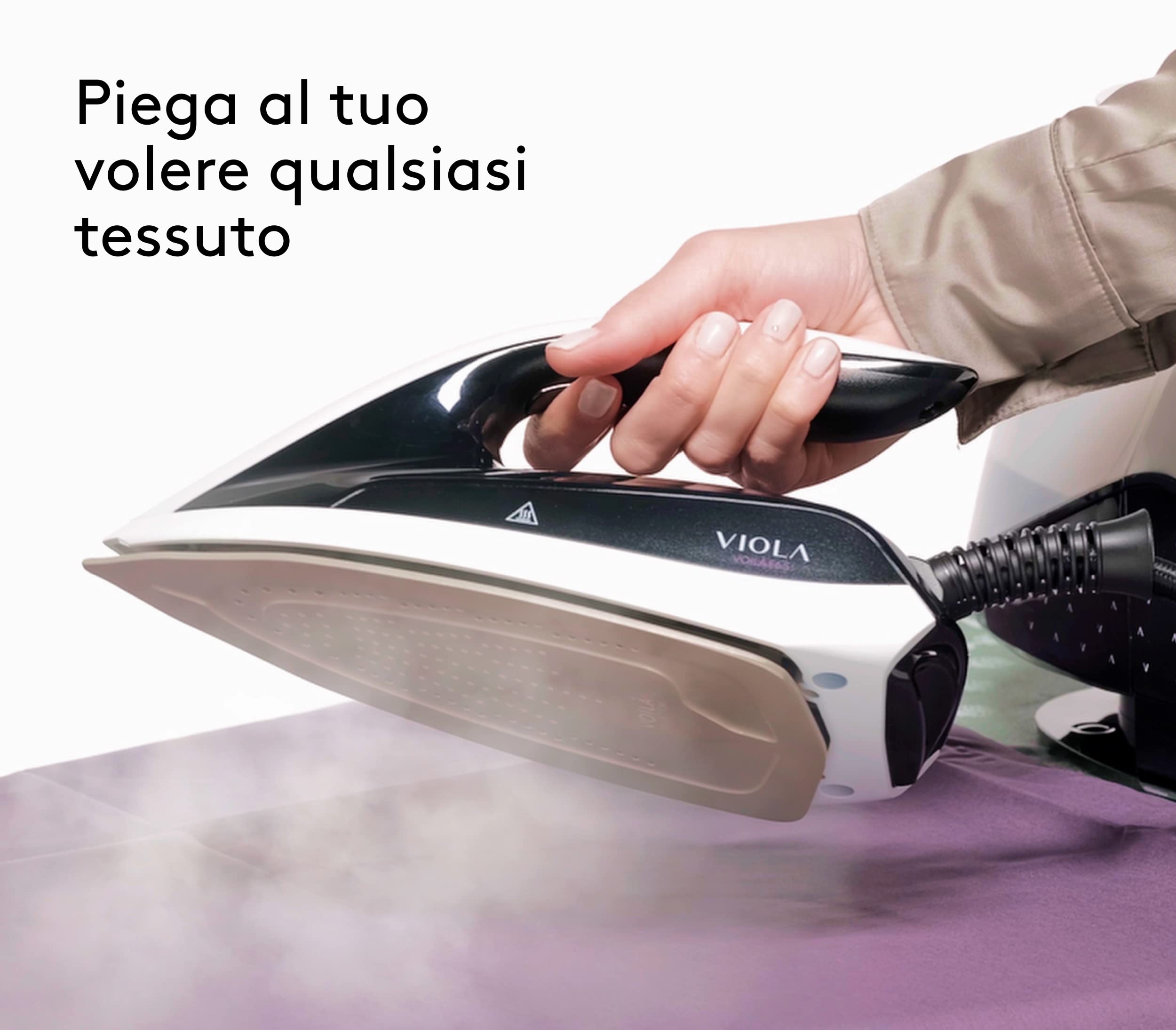 VIOLA Ferro da Stiro a Vapore con Caldaia Inox a Carica Continua, Autonomia Illimitata, 6.5 Bar, Potente Colpo di Vapore, Stirella Anti Calcare, Stiratura Professionale, Stiro Verticale, Stira a Secco