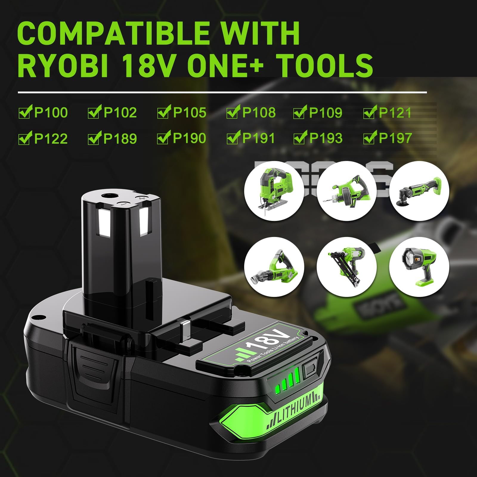 Ryobi 18 Volt Battery 2-Pack Ryobi 18V Replacement Batteries