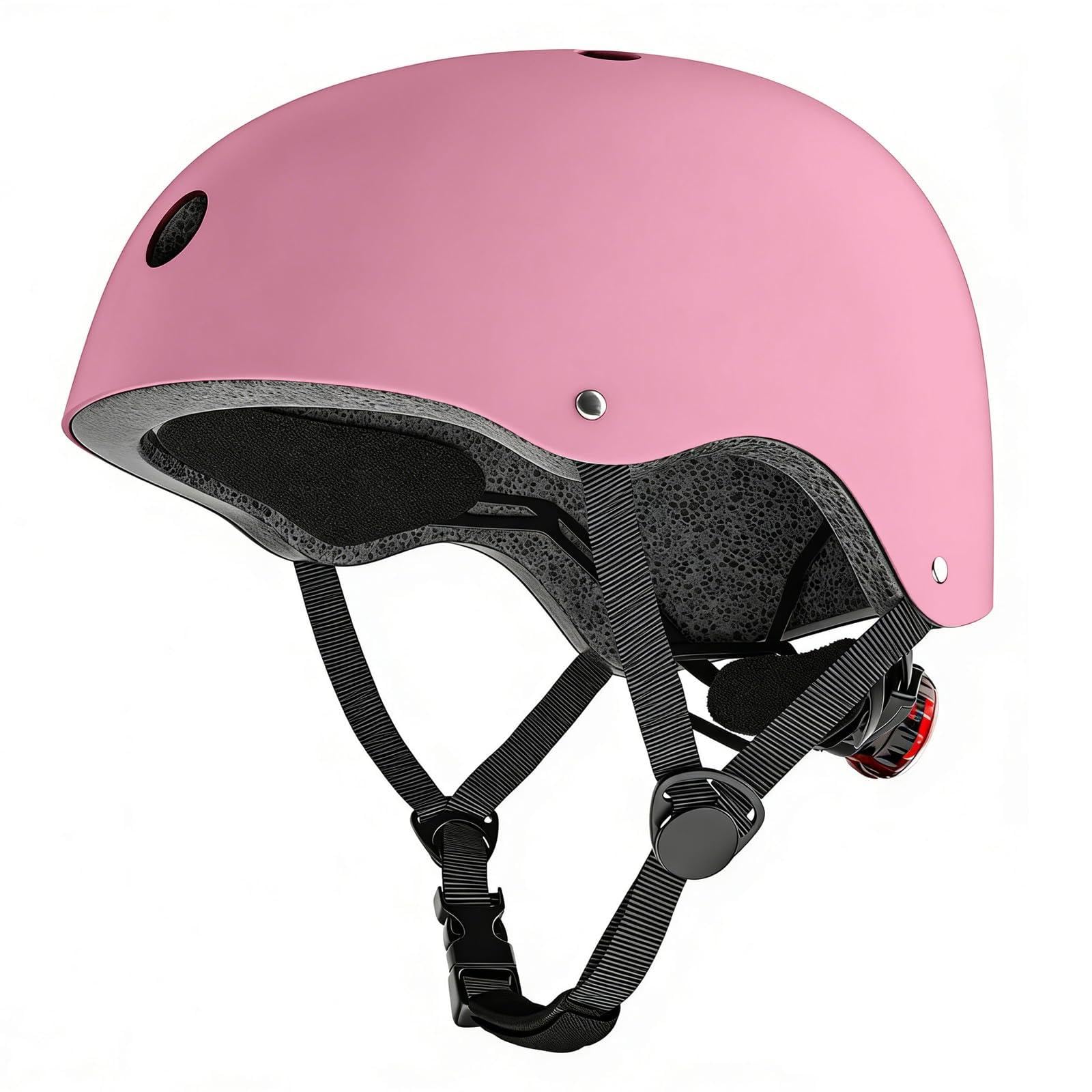 Casco de bicicleta para niños con luz trasera LED, casco ligero y ajustable para niños y niñas de 5 a 8 a 14 años, casco de seguridad multideportivo para monopatín, ciclismo, scooter