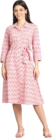 Rajnandini Womens Pure Cotton Jaipuri Printed Western Dress JOPLJPR324-P_Light Pink_P