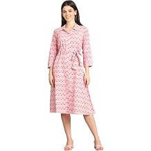 فستان نسائي غربي مطبوع من القطن الخالص من راجنانديني JOPLJPR324-P_Light Pink_P