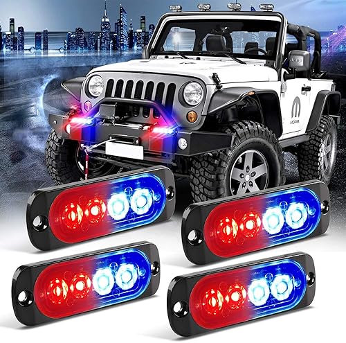 Vista 10 de KaiDengZhe 4 unids 6LED ámbar y blanco función de sincronización luz de advertencia de emergencia faro peligro flash precaución barra de luz