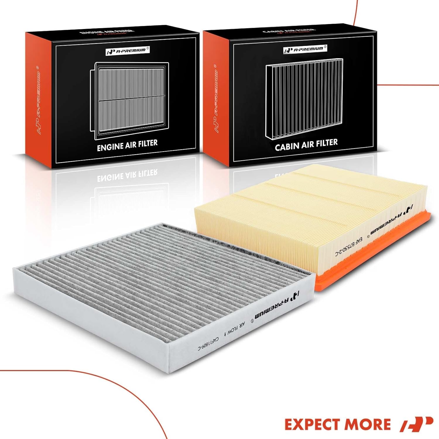 A-Premium 2-PC Engine & Cabin Air Filter with Activated Carbon Compatible with Chevrolet Silverado 1500 2500 HD 3500 HD, Suburban, Tahoe & GMC Sierra 1500 1500 Limited 2500 HD 3500 HD & GMC Yukon