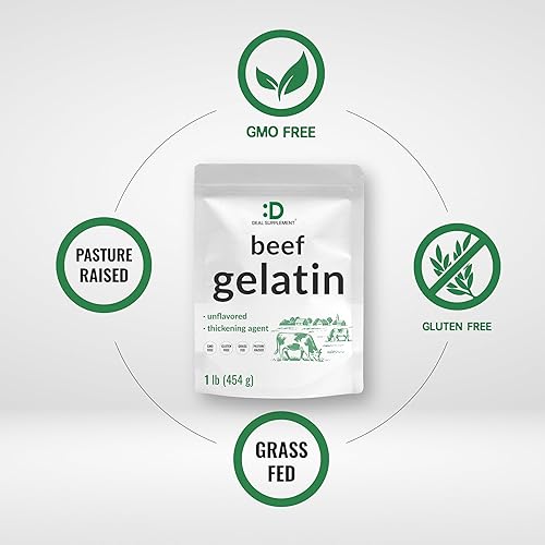 Miniatura 3 de Polvo de gelatina de carne sin sabor, 1 libra, bovino alimentado con pasto y criado en pastos, espesante natural y estabilizador para cocinar y