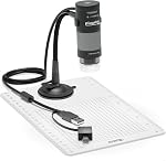 Plugable USB Digital Microscope 250x, 2MP Micro Camera with Flexible Arm Stand - Handheld USB & USB-C Microscope, Windows, Mac, ChromeOS, Linux, Android, iPad Compatible