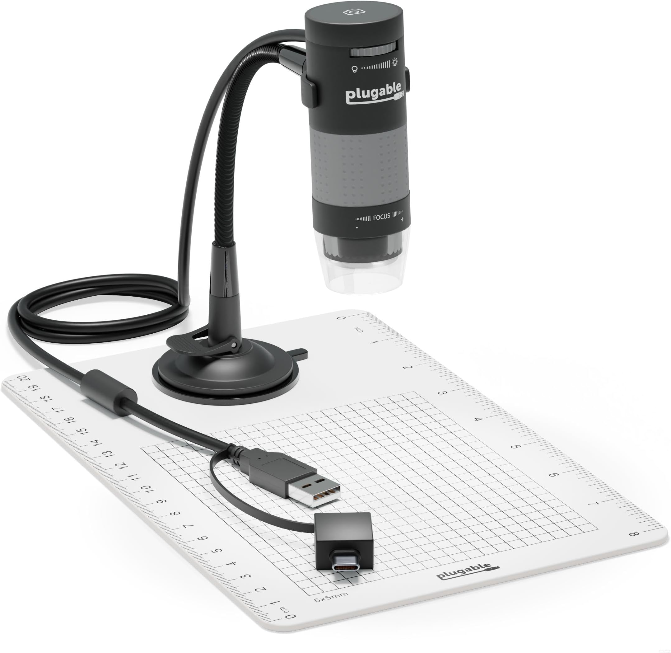 USB Digital Microscope 250x, 2MP Micro Camera with Flexible Arm Stand - Handheld USB & USB-C Microscope, Windows, Mac, ChromeOS, Linux, Android, iPad Compatible
