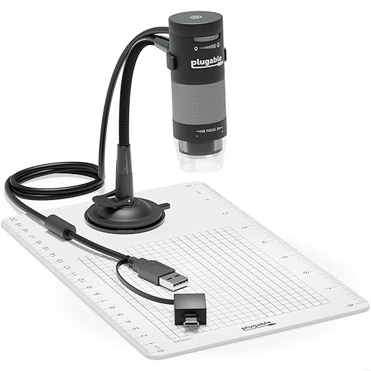 Jewelry Makers Marks Database Plugable USB Digital Microscope 250x, 2MP Micro Camera with Flexible Arm Stand - Handheld USB & USB-C Microscope, Windows, Mac, ChromeOS, Linux, Android, iPad Compatible
