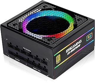 750 Watt Power Supply, 80 Plus Gold, Fully Modular RGB Power Supply, ATX 12V Active PFC Switching Power Supply, 5 Year Warranty