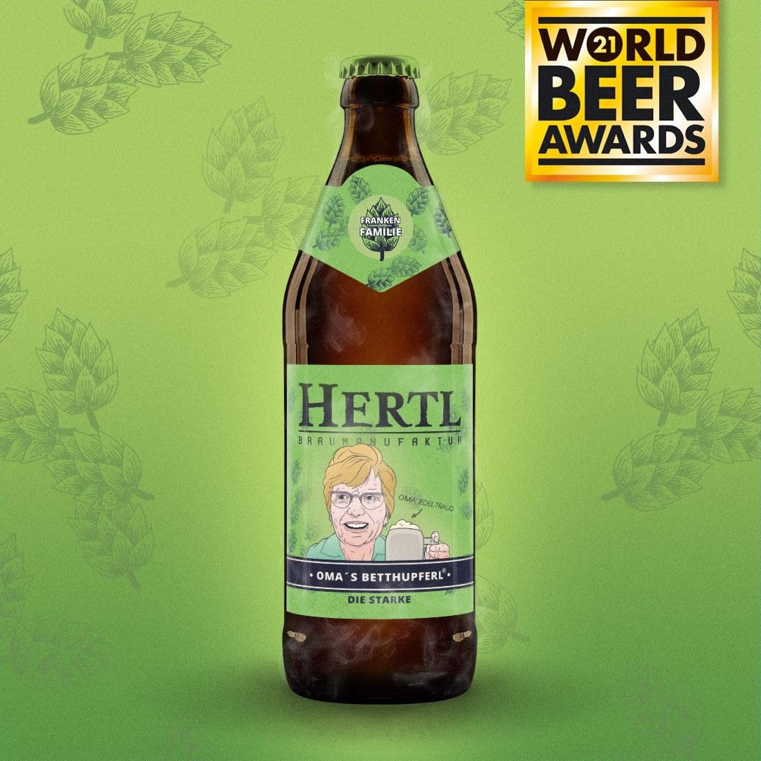 Hertl Oma's Betthupferl aus der Braumanufaktur Hertl | | 10L (20 x 0,5L Flaschen) | Fränkischer Bernsteinbock im Kasten | 6,5% vol - Bier aus Deutschland
