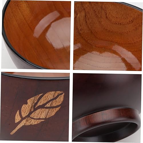 Miniatura 5 de DOITOOL Cuenco de madera con hojas para verduras, platos de cerámica, tazón de sopa de cerámica, cuencos de arroz, vajilla de madera, cuenco de