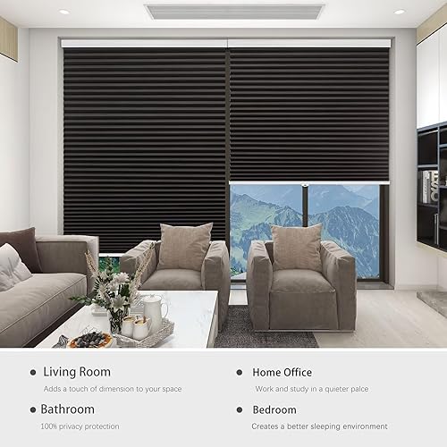 Miniatura 5 de Changshade Persianas celulares opacas y sin cordones para ventanas de interior, persiana de panal para oscurecer la habitación, 1.5 pulgadas,