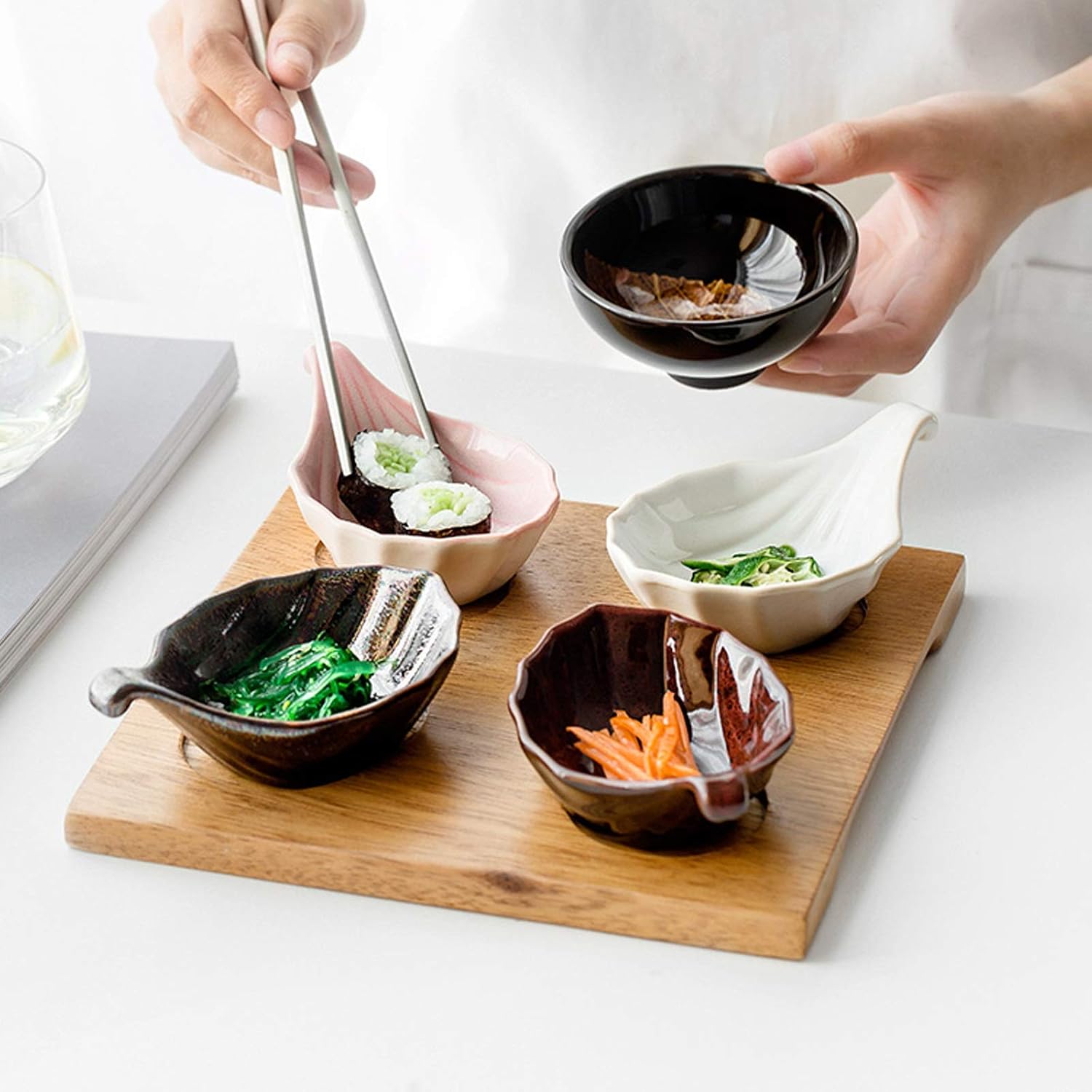 Appetizer Plates Ceramic Dip Bowls Set 5 Packs Soy Sauce Dish Multipurpose Side Dish Bowl Seasoning Dishes Soy Dipping Sauce Dishes 4.6 Inch Small Pinch Bowls for Kitchen Prep Sauce Dish/Seasoning Dis