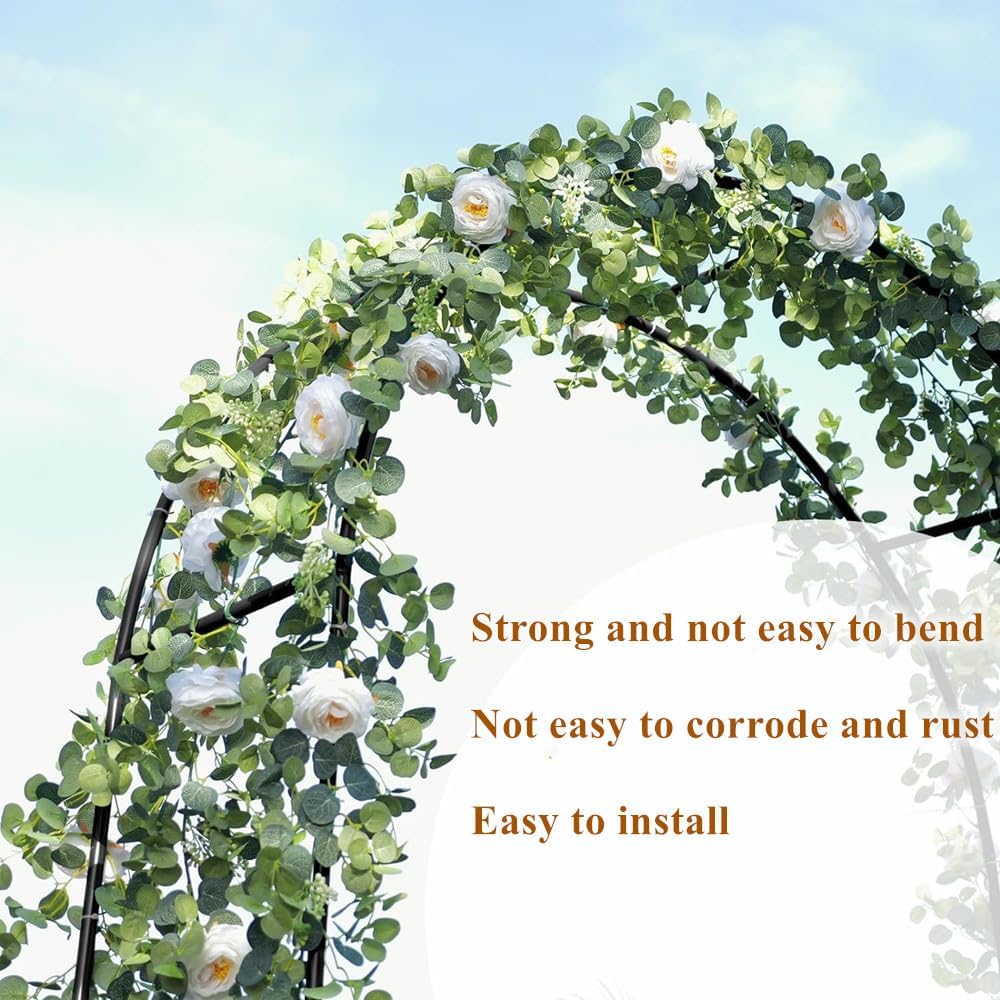 JHshop Black 7'8" H x 4'5" W Metal Garden Arch Trellis,Trellis Plants Stand Adjustable Arbor Trellis Use for Outdoor Garden Arbor Climbing Plants Wedding Arches Ceremony