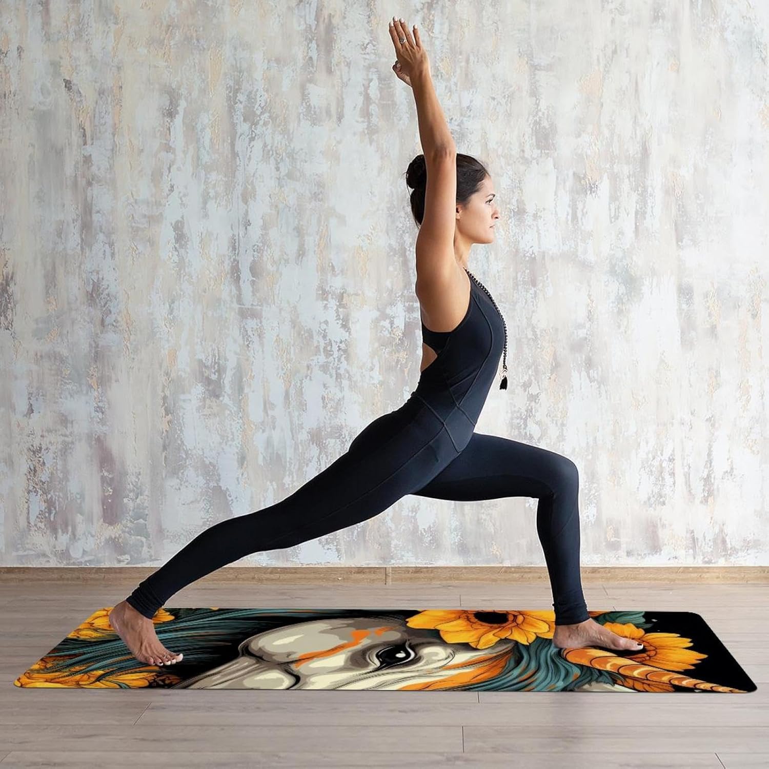 Yoga Towel, Unicorn Skull Horse Sunflower Non Slip Sweat Absorbent Hot Yoga Mat Towel for Hot Yoga, Pilates and Fitness - 72.8" x 26.8"