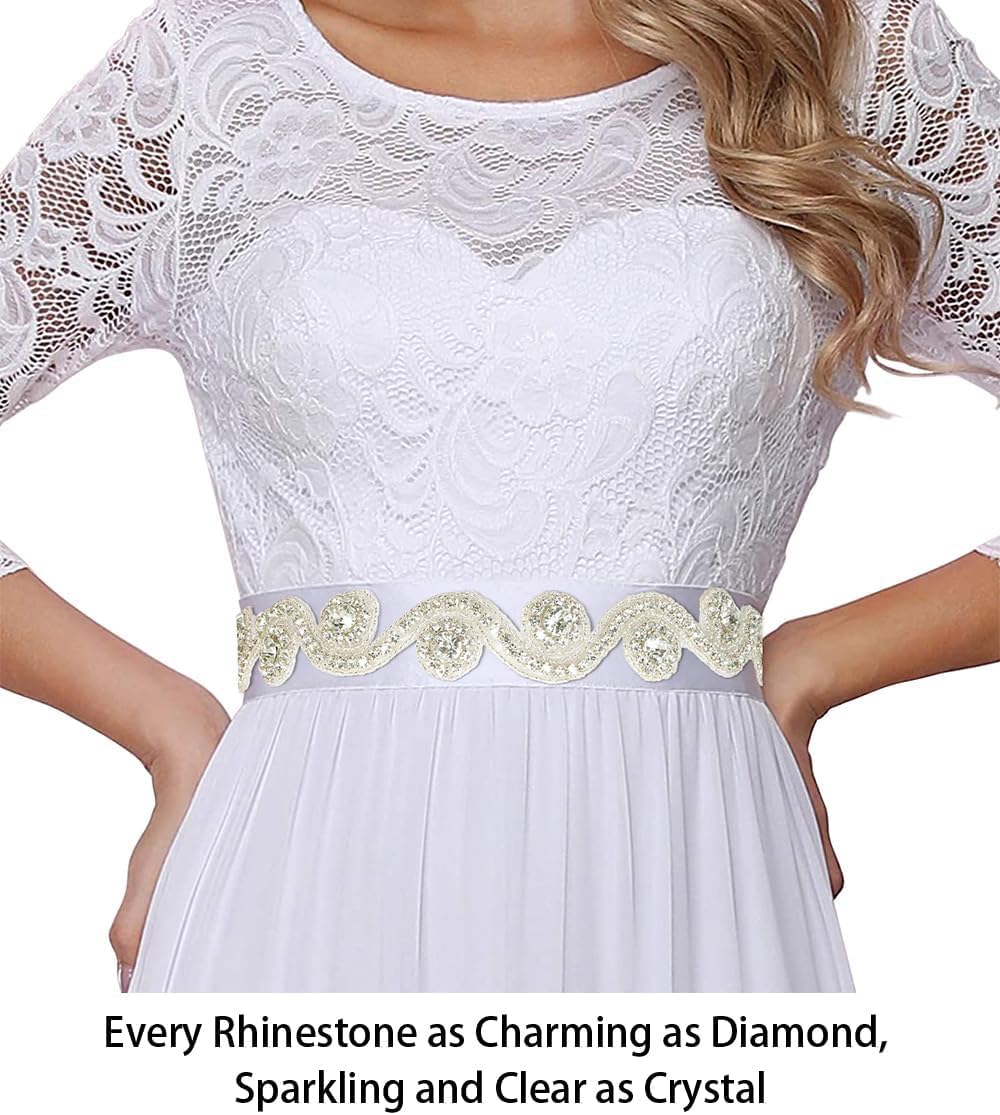 ShiDianYi Rhinestone Bridal Sash, Wedding Dress Belt, Silver Rhinestone Belts for Dresses, Bridal Belt for Wedding Gown image 4