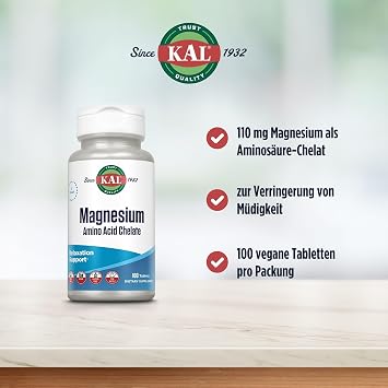Kal 220 Mg Magnesium Chelated Tablets, 100 Count
