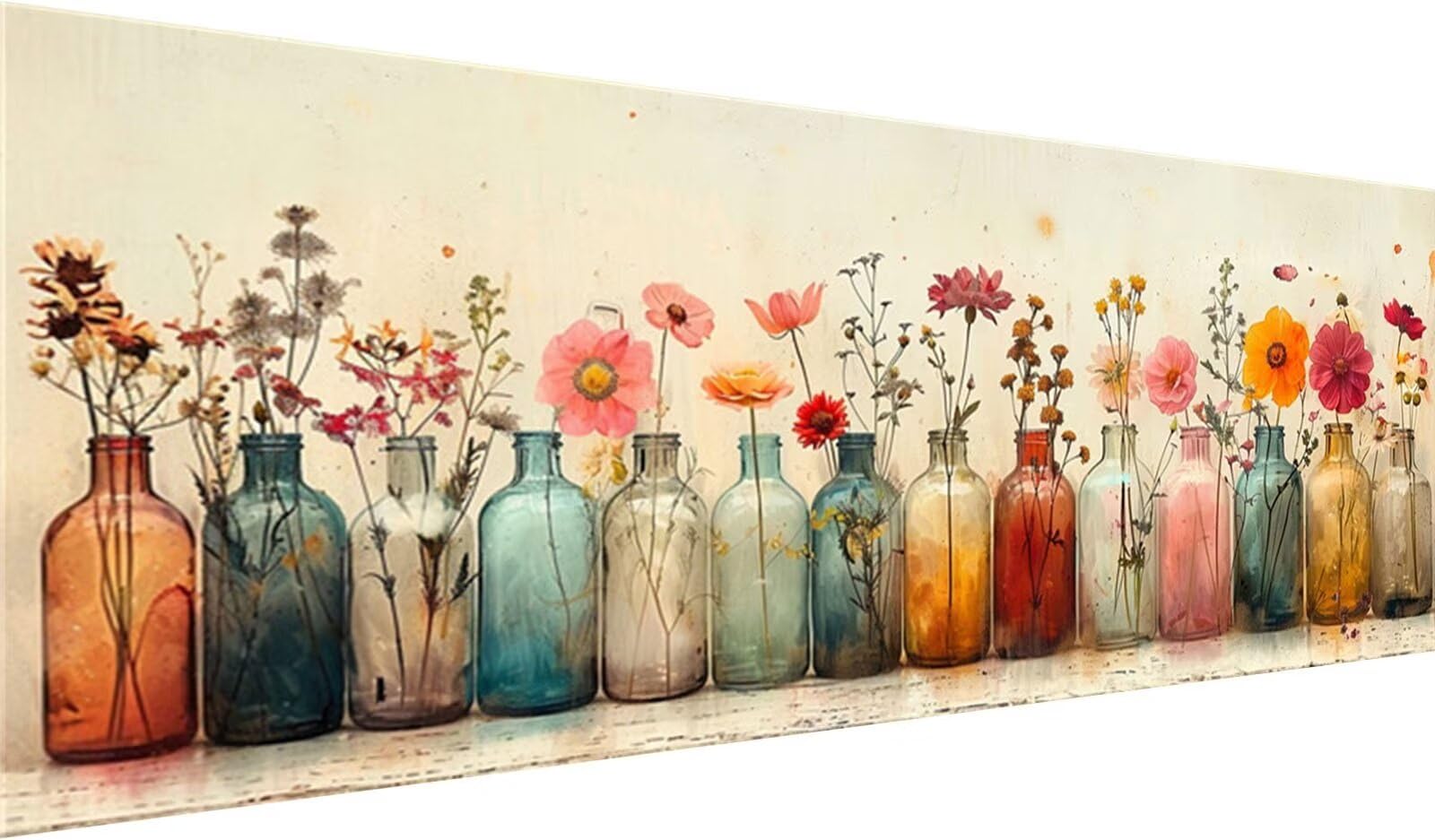 Blume Diamond Painting Groß XXL 180x70cm, Basteln Erwachsene Diamond Painting Set, 5D DIY Vase Diamant Painting Bilder Erwachsene, Diamond Painting Set mit Zubehör für Zimmer Wand Deko und Geschenke