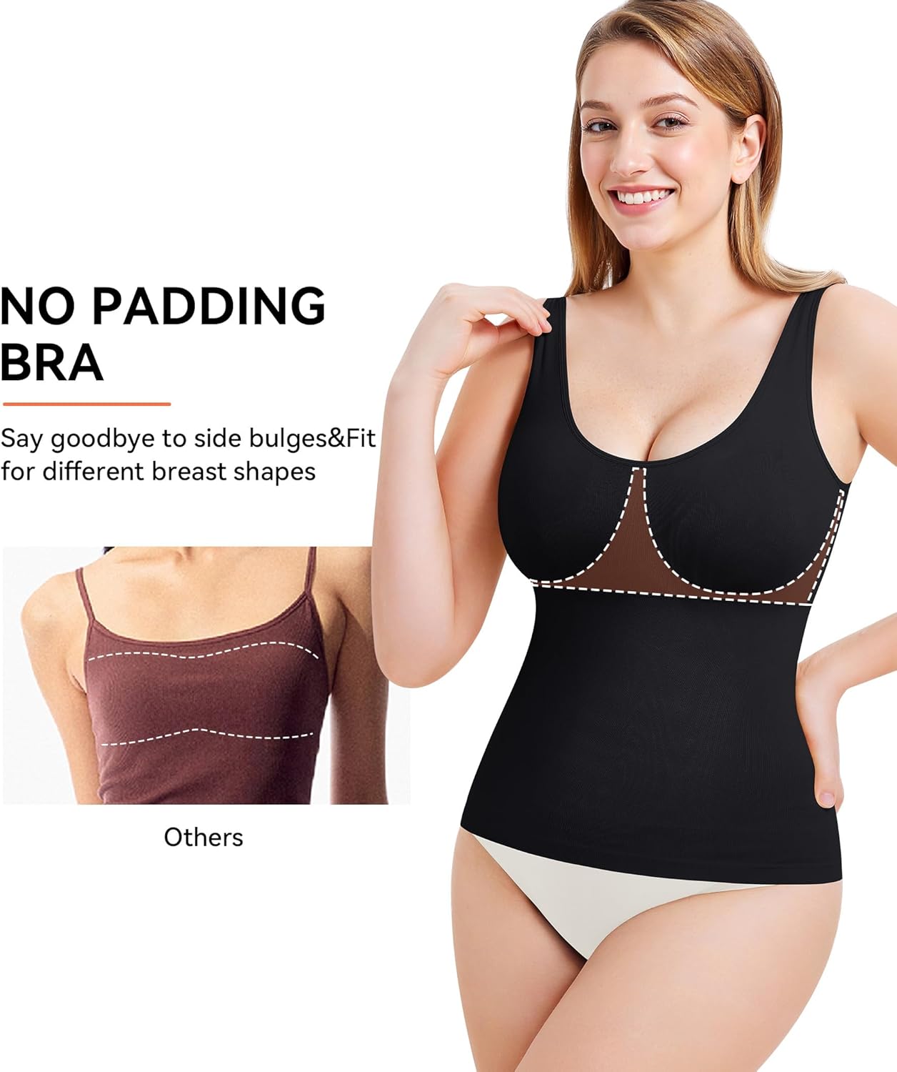 LANCS Compression Tank Top for Women Seamless Tummy Control Shapewear Shirts Slimming Body Shaper Camisole - Image 4