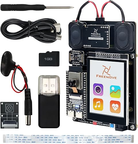 Freenove Development Kit for ESP32-S3 (Compatible with Arduino IDE), Onboard Camera Wireless Stereo Speakers Heart Rate Sensor Colorful Touch Screen, Tutorial Code