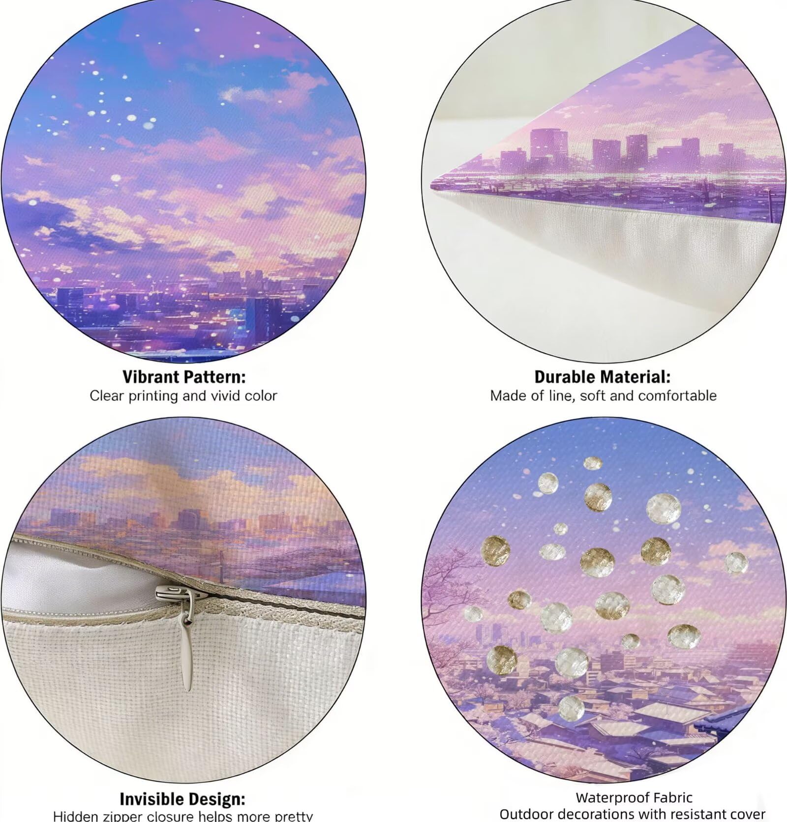 Generisch Outdoor Kissen Wetterfest 50x60cm Landschaft Dekokissen Kissenbezüge Modern Kissenhülle Sommer Sofakissen für Wohnzimmer Schlafzimmer Garten Dekorative 4er Set. R-5857