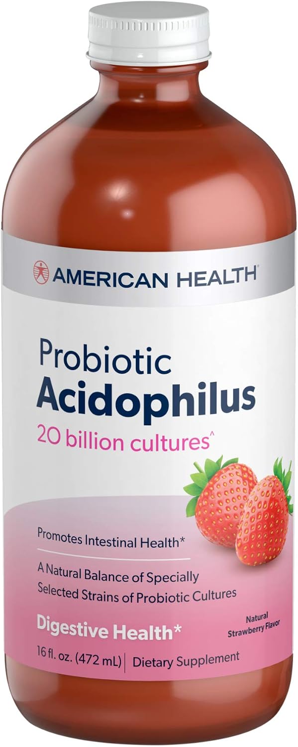 American Health Probiotic Acidophilus Liquid, Strawberry, 16 Ounce